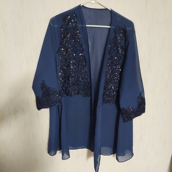 3 Piece Pants Suite Formal Outfit with Jacket Chiffon Lace Appliques - Picture 5 of 7